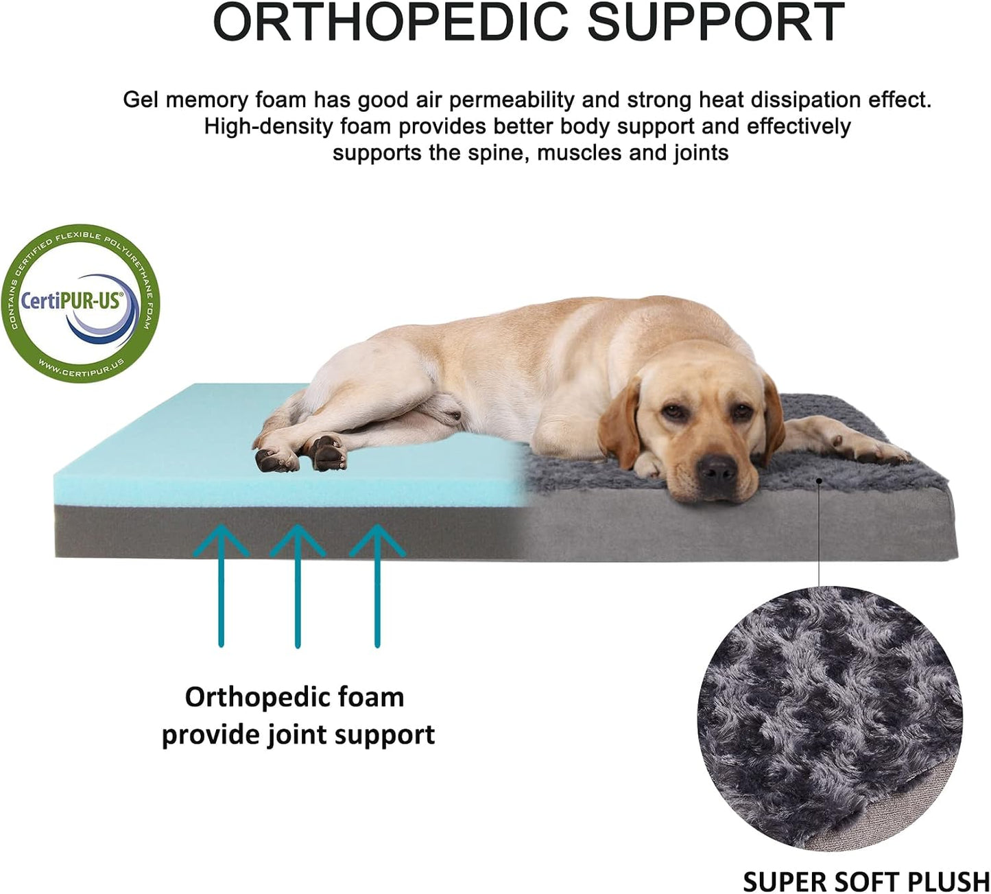 Jumbo Orthopedic Memory Foam Pet Bed with Cooling Gel