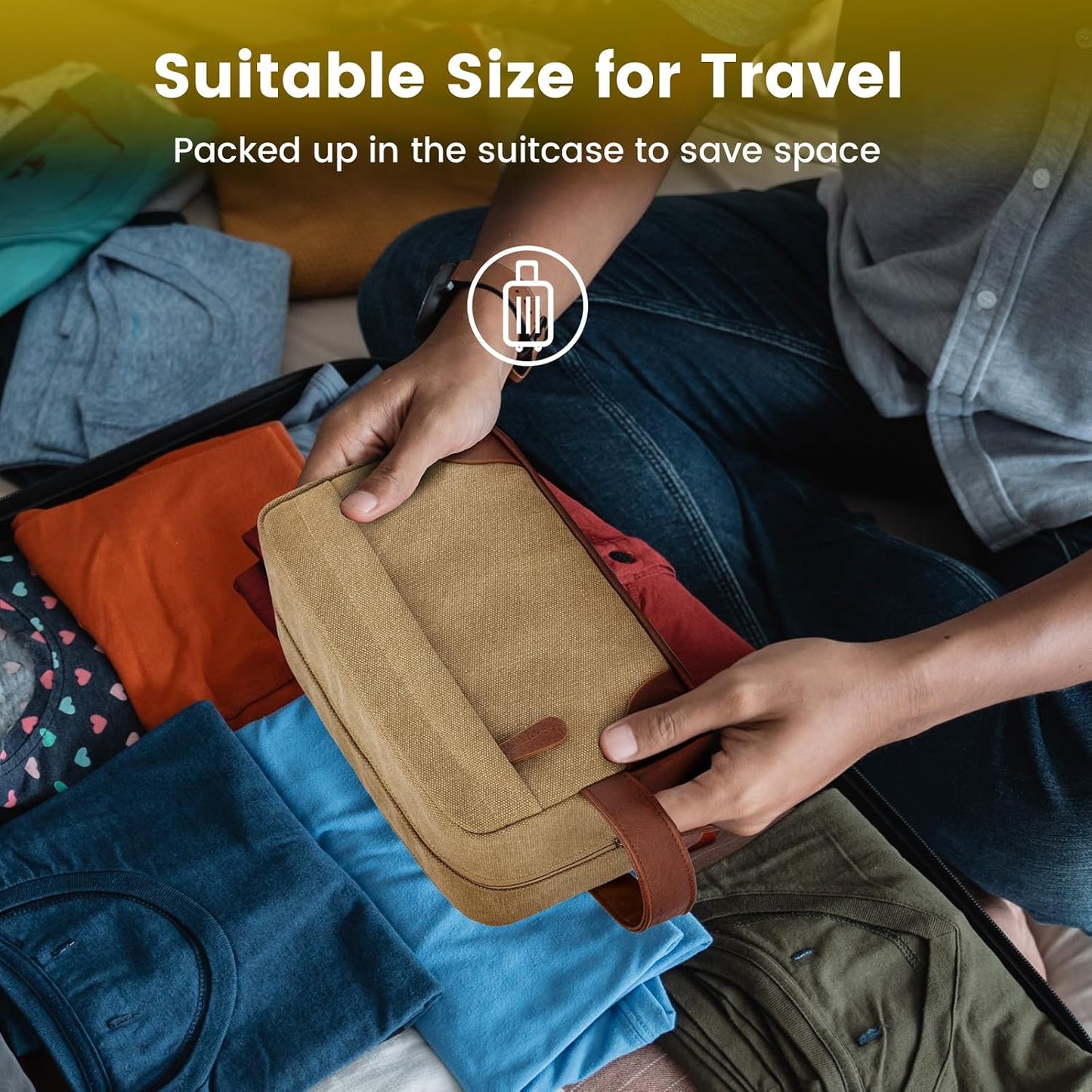 Hanging Travel Toiletry Bag Water Resistant Canvas