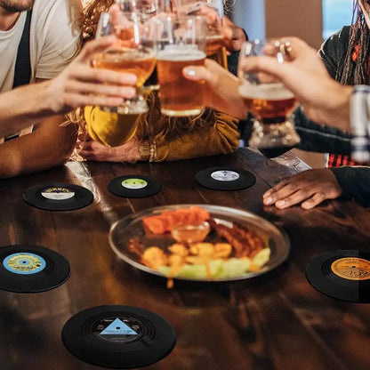 Retro Vinyl Record Anti-Slip Coffee Coaster Set