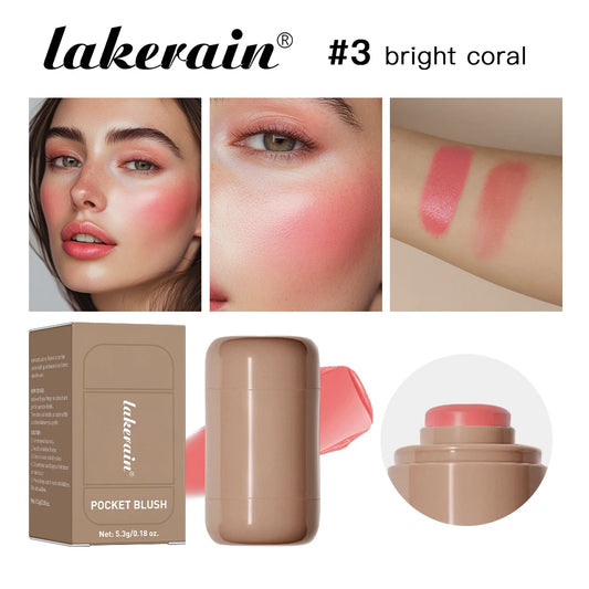 3-In-1 Cheek Lip Tinted Moisture Blush Stick Waterproof