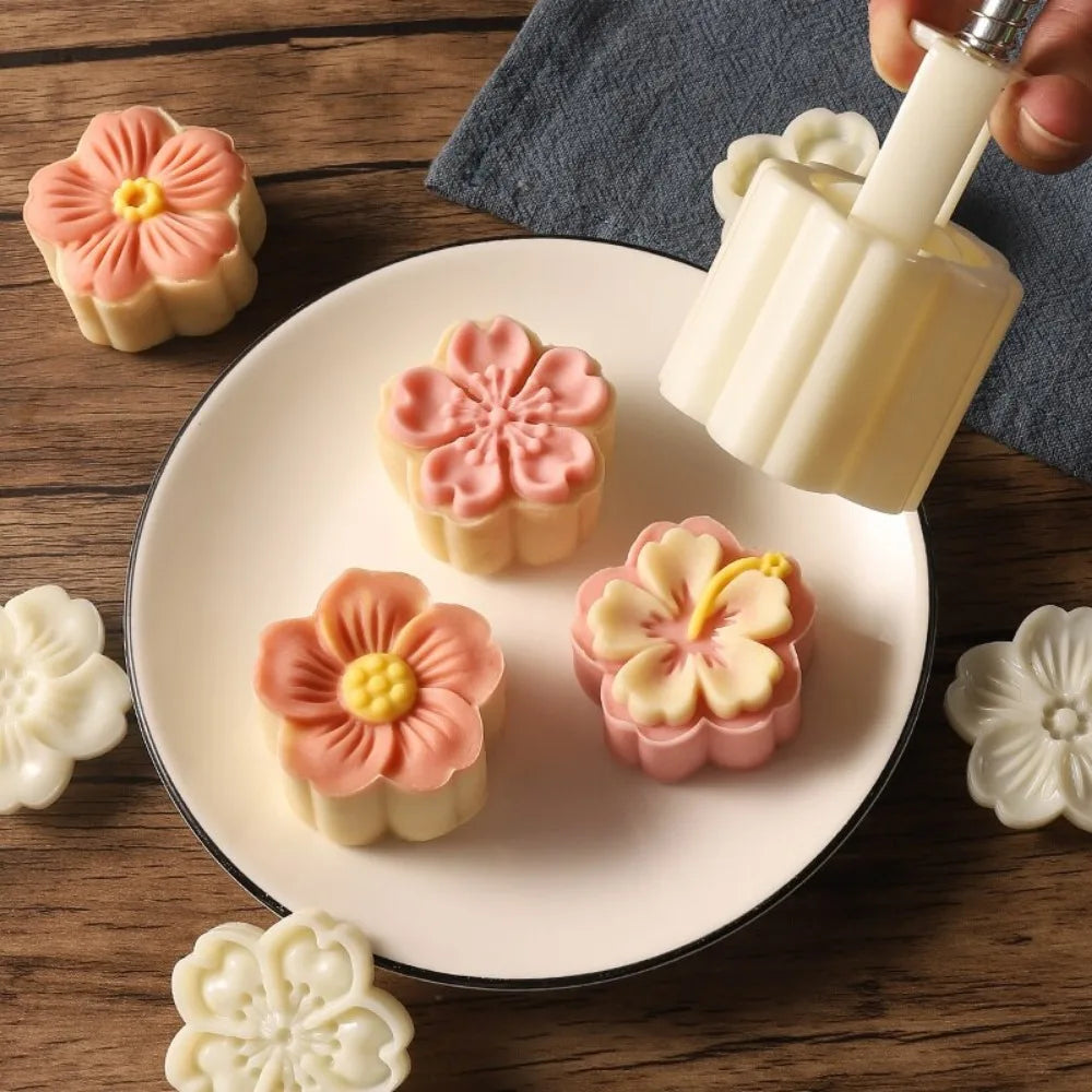DIY Mooncake Mold Plastic Hand Press Pastry Set
