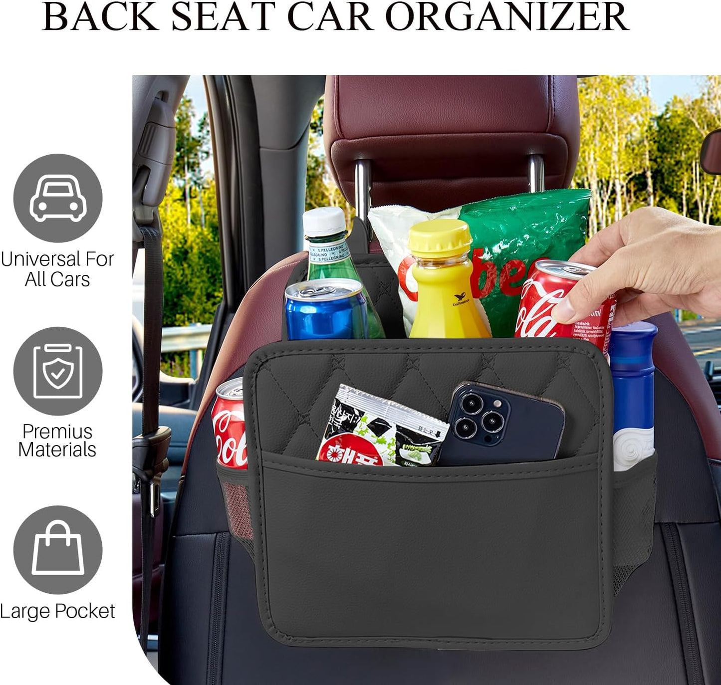 2-Pack Leather Waterproof Back Seat Car Organizer