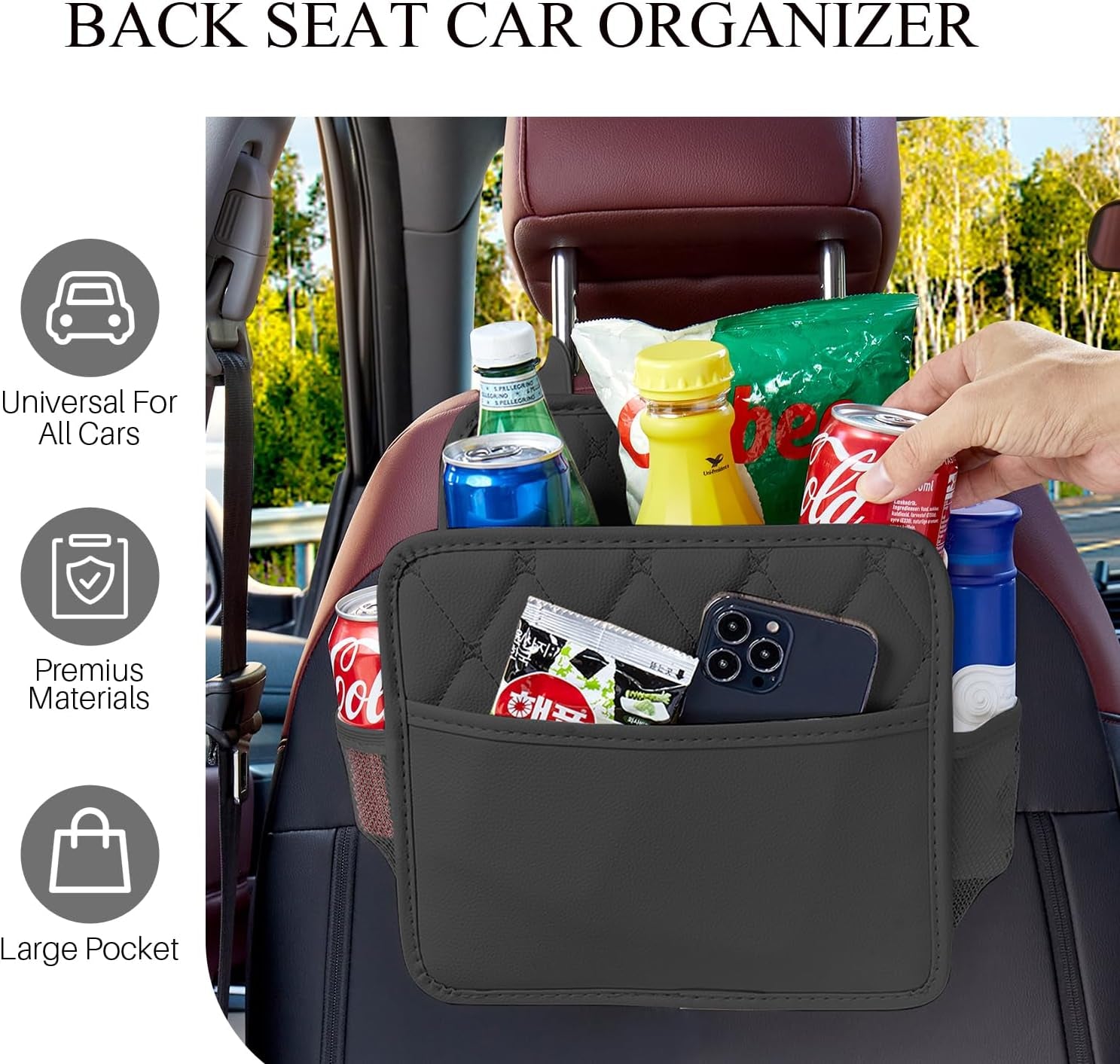 2-Pack Leather Waterproof Back Seat Car Organizer