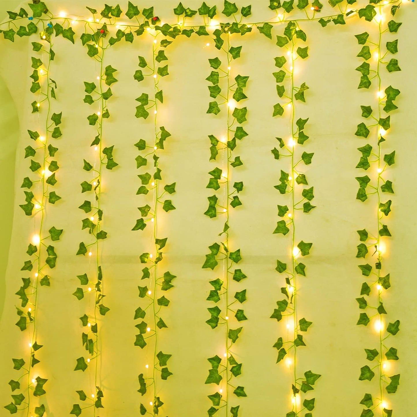 12Pcs Artificial Ivy Garland with 200 LED String Lights