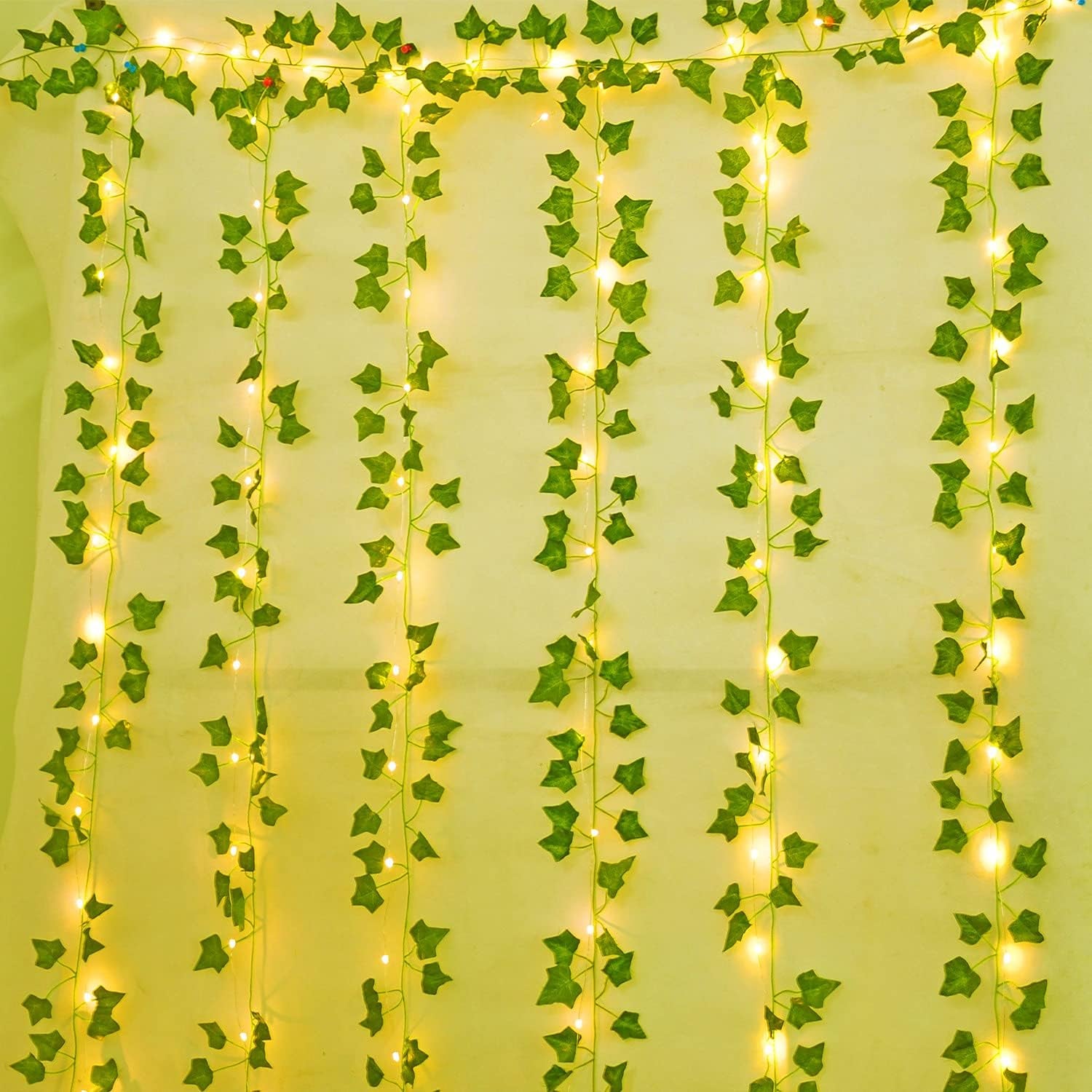 12Pcs Artificial Ivy Garland with 200 LED String Lights