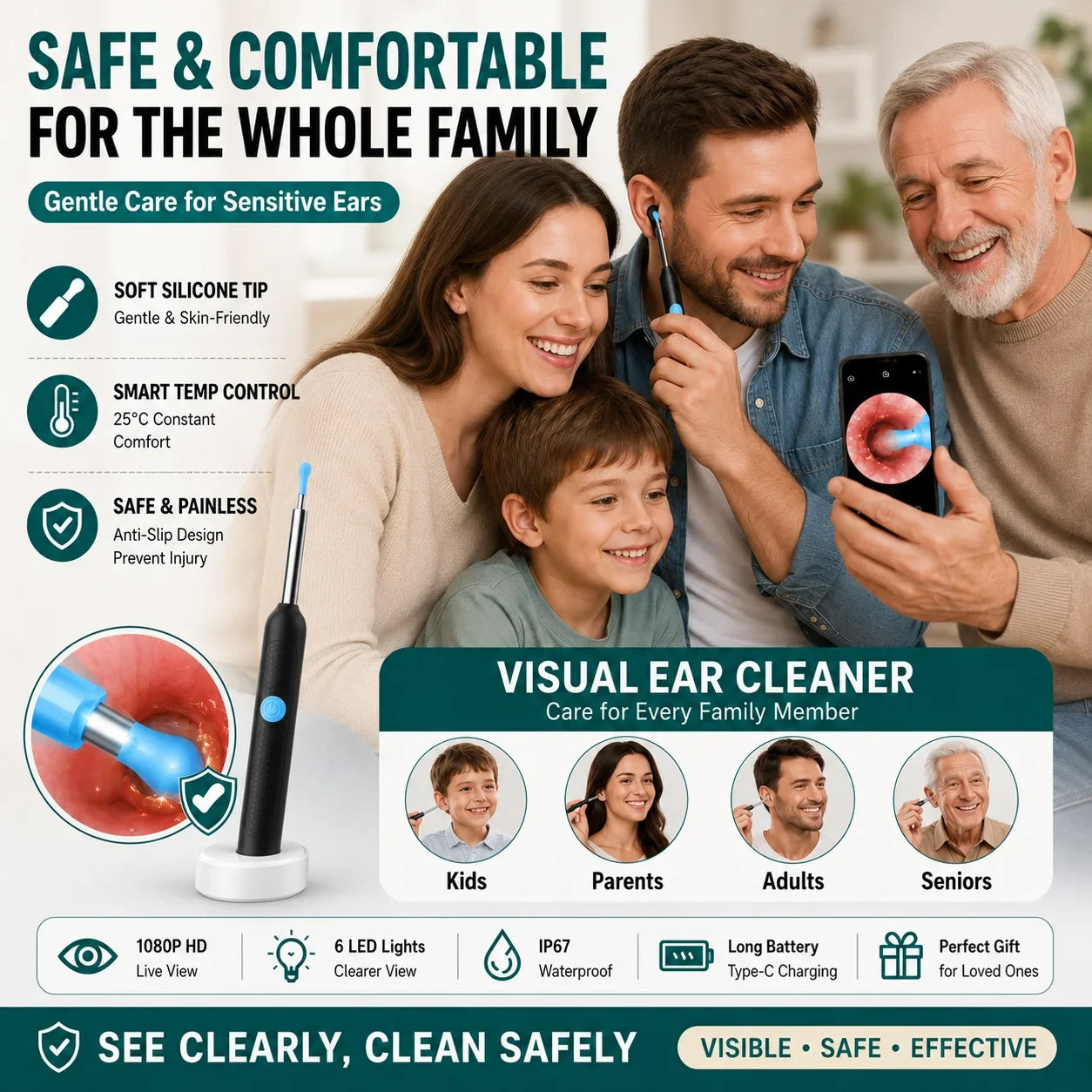 Wireless Visual Silicone Ear Spoon Endoscope Camera