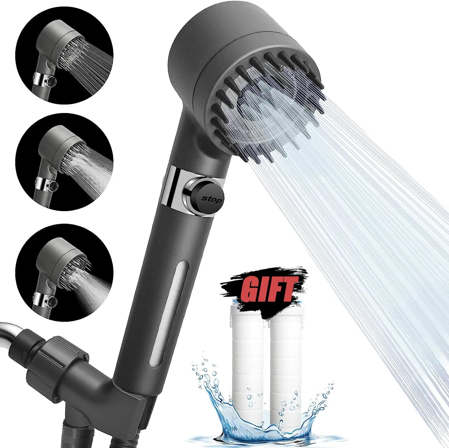 High-Pressure Shower Head 3-Mode Adjustable Spray