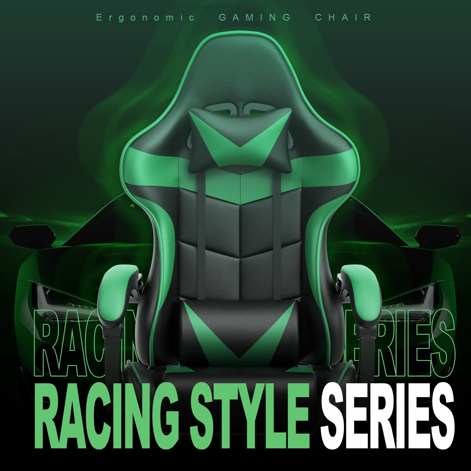 Ergonomic Gaming Chair with Footrest & Massage Lumbar Support