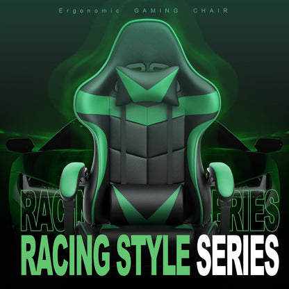 Ergonomic Gaming Chair with Footrest & Massage Lumbar Support