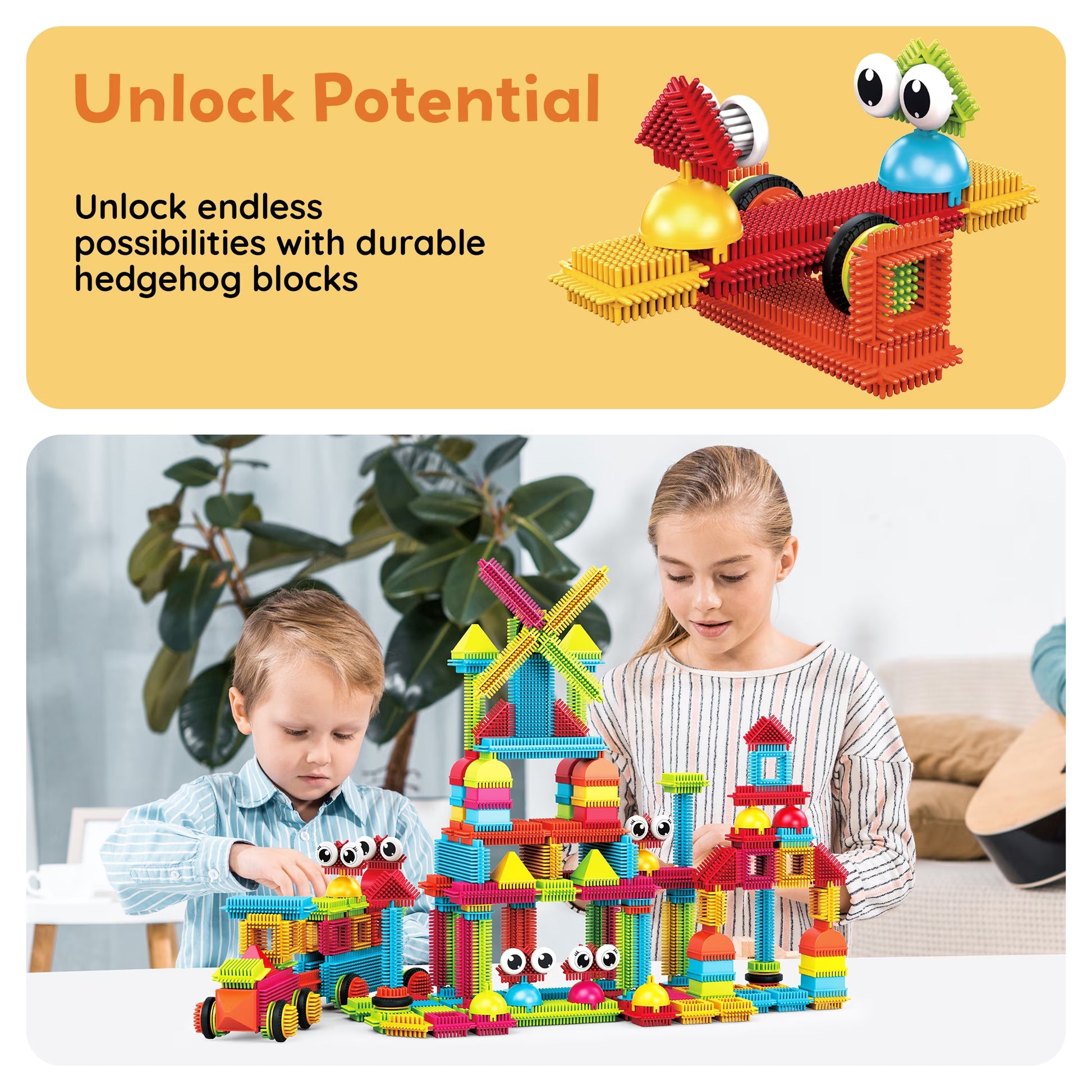 Magnetic Tiles 116PCS Hedgehog Playset STEM Building Blocks