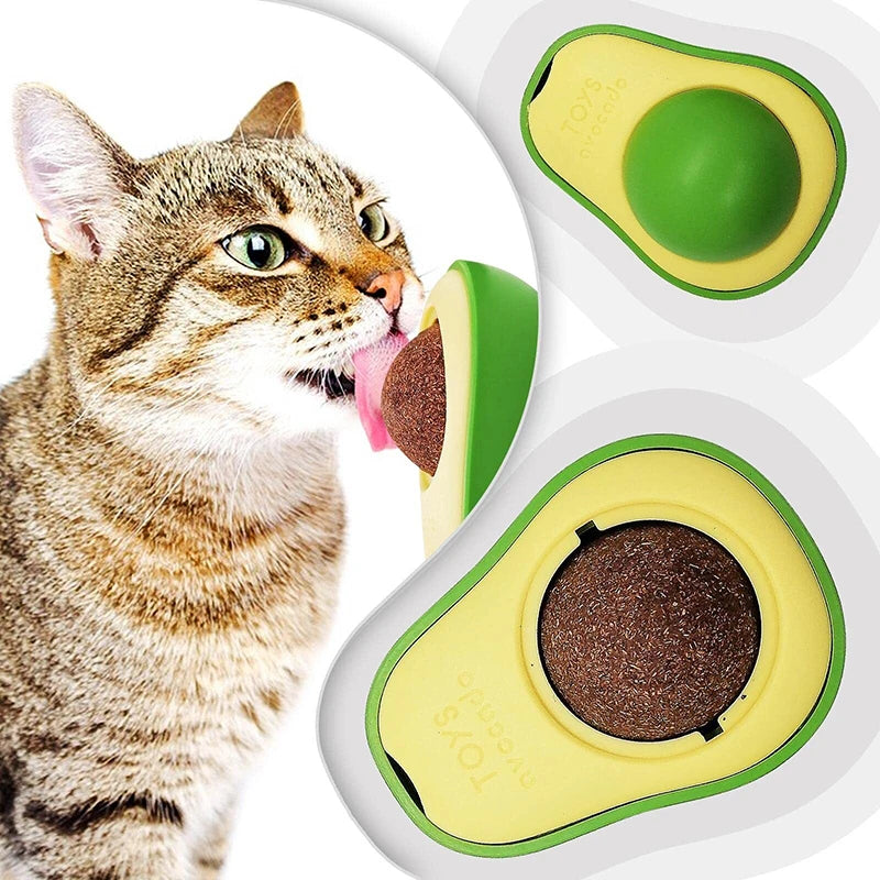 Avocado Catnip Ball Rotatable Pet Toy Wall Stickup