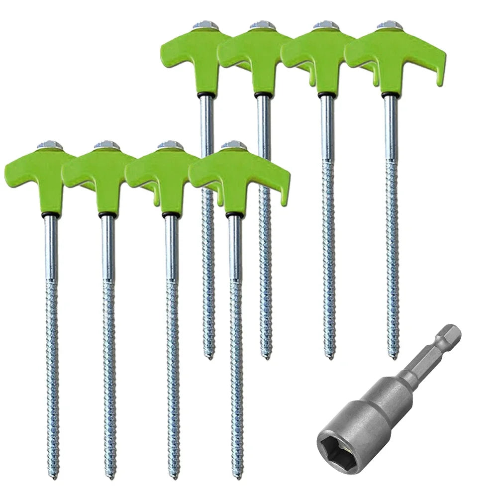 Heavy Duty Spiral Camping Tent Stakes 8-Pack