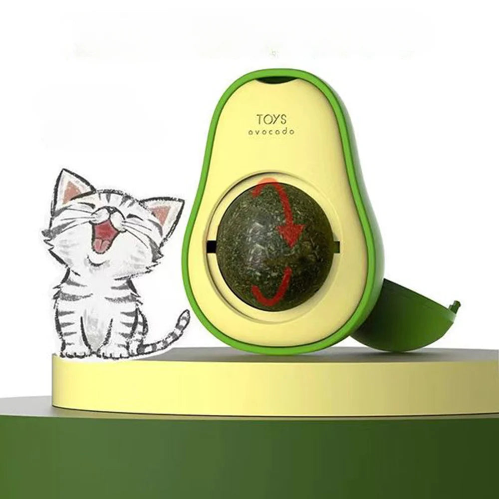 Avocado Catnip Ball Rotatable Pet Toy Wall Stickup