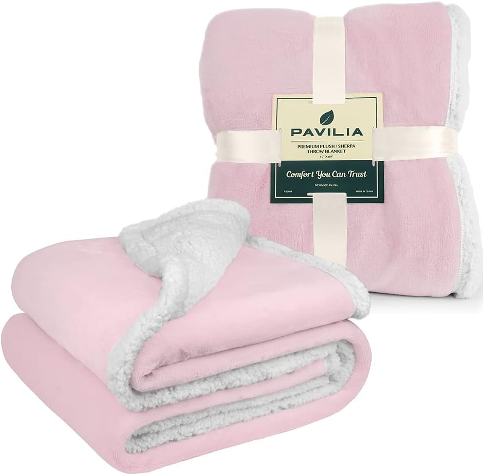 Sherpa Fleece Throw Blanket for Couch 60X80