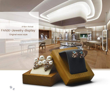 Rotating Solid Wood Jewelry Display Tray – Ring & Earring Organizer