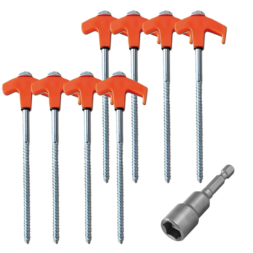 Heavy Duty Spiral Camping Tent Stakes 8-Pack