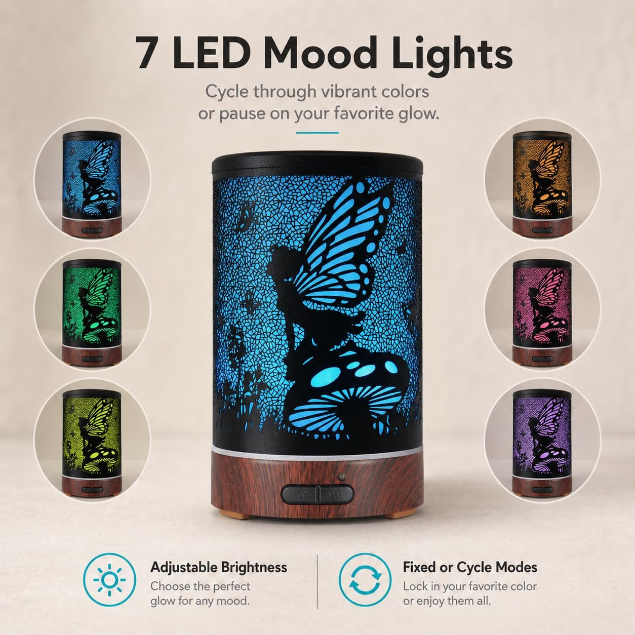 Ultrasonic Essential Oil Diffuser 7 Color Lighting