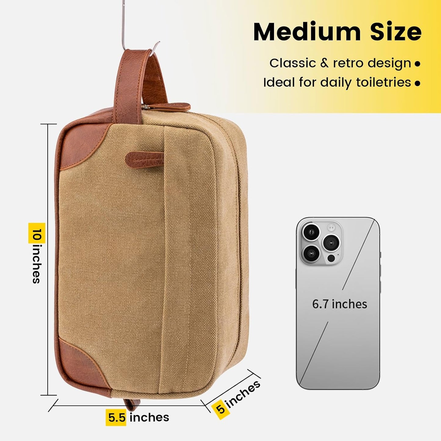 Hanging Travel Toiletry Bag Water Resistant Canvas