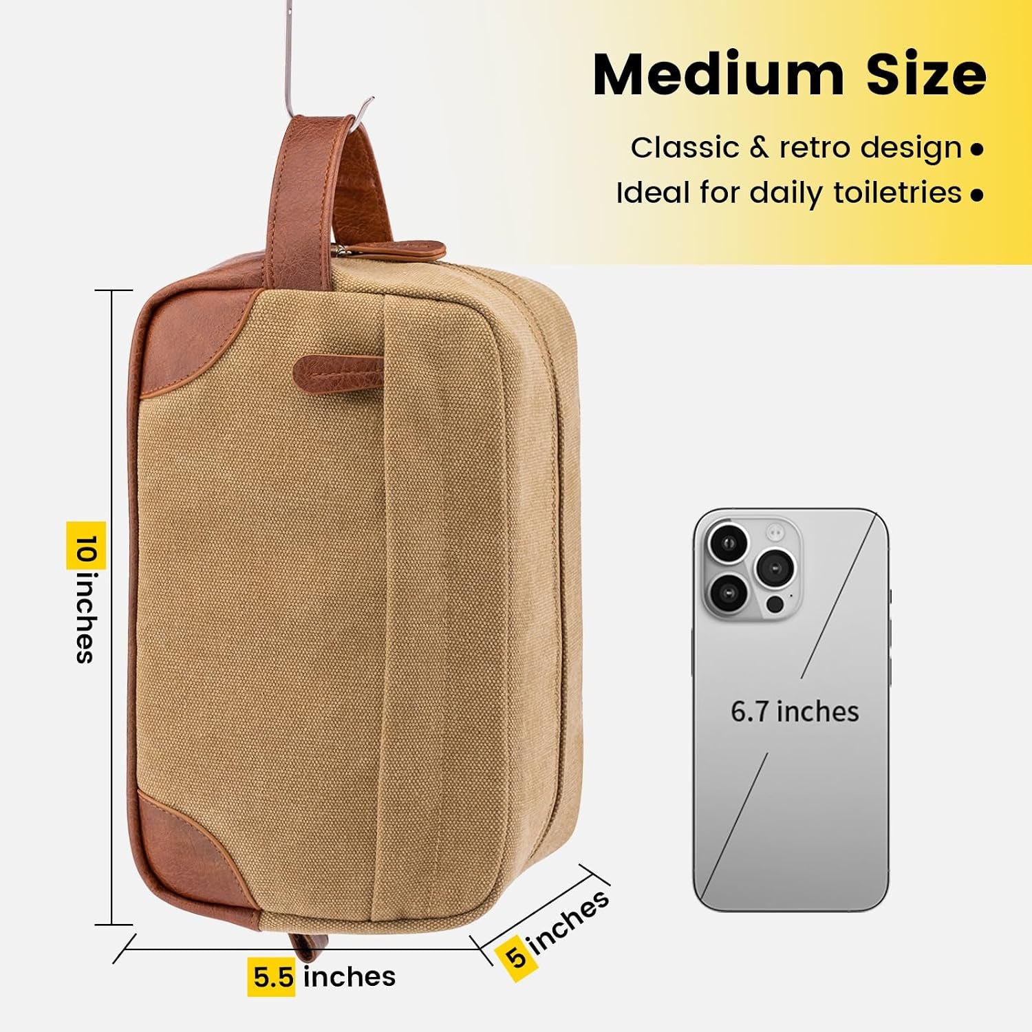 Hanging Travel Toiletry Bag Water Resistant Canvas