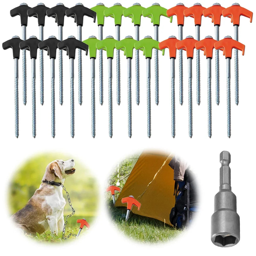 Heavy Duty Spiral Camping Tent Stakes 8-Pack