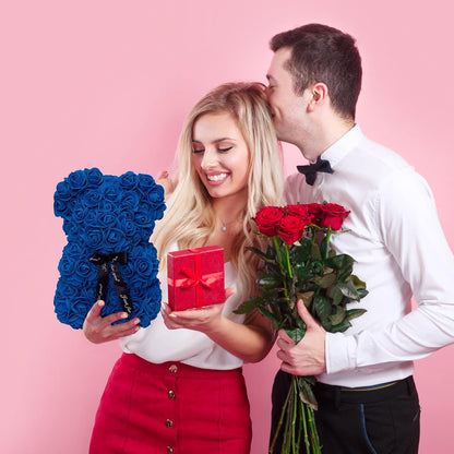 Handmade Rose Bear Gift Box – Preserved Flower Teddy Bear