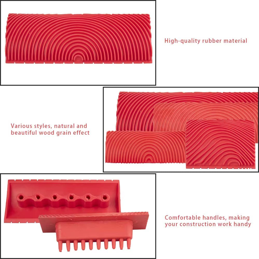 Rubber Roller Brush Painting Tool Wood Grain Set