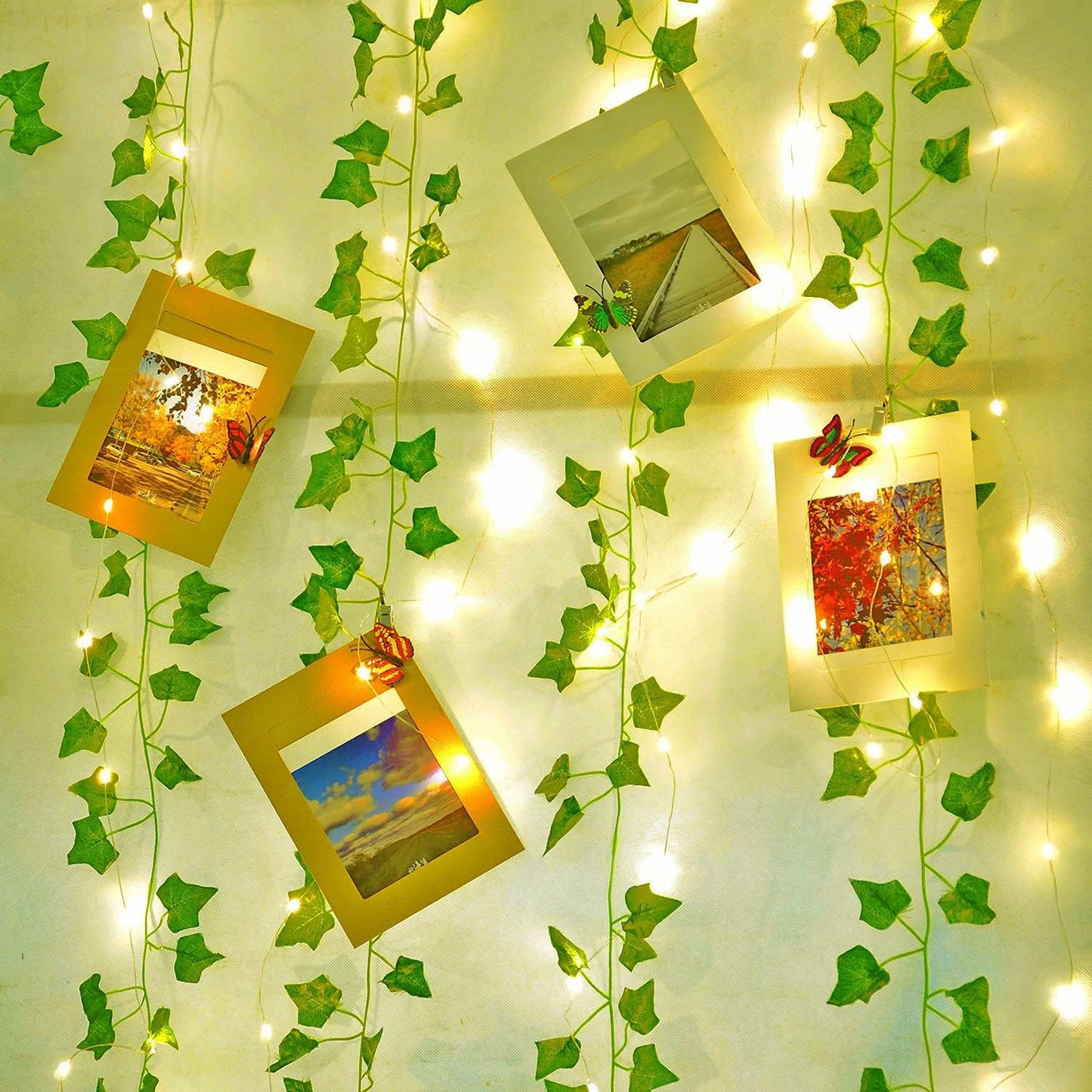 12Pcs Artificial Ivy Garland with 200 LED String Lights