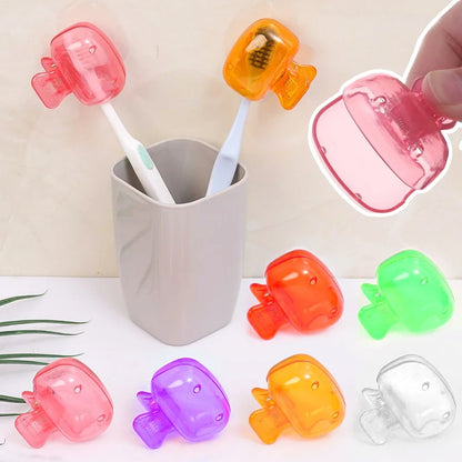 Portable Toothbrush Head Cover Clip Dustproof Set