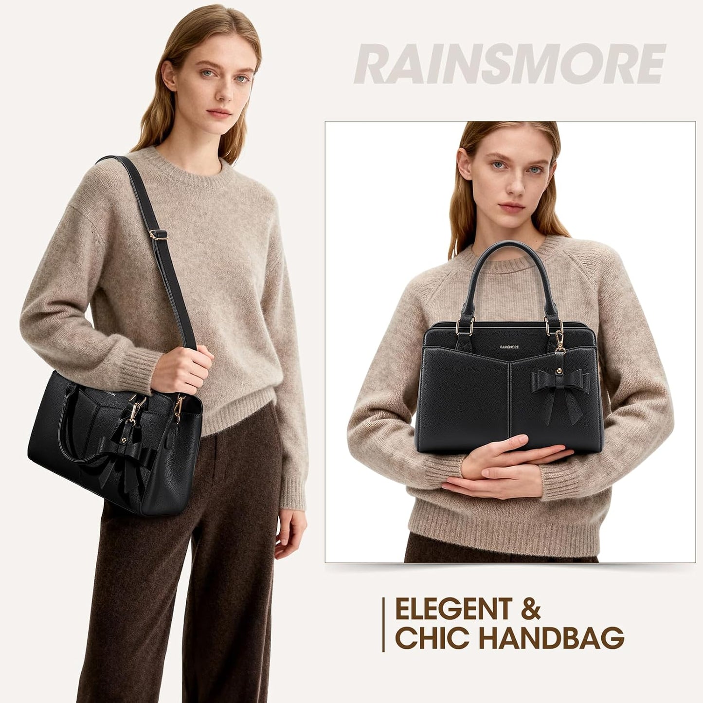 PU Leather Structured Satchel Purse with Shoulder Strap