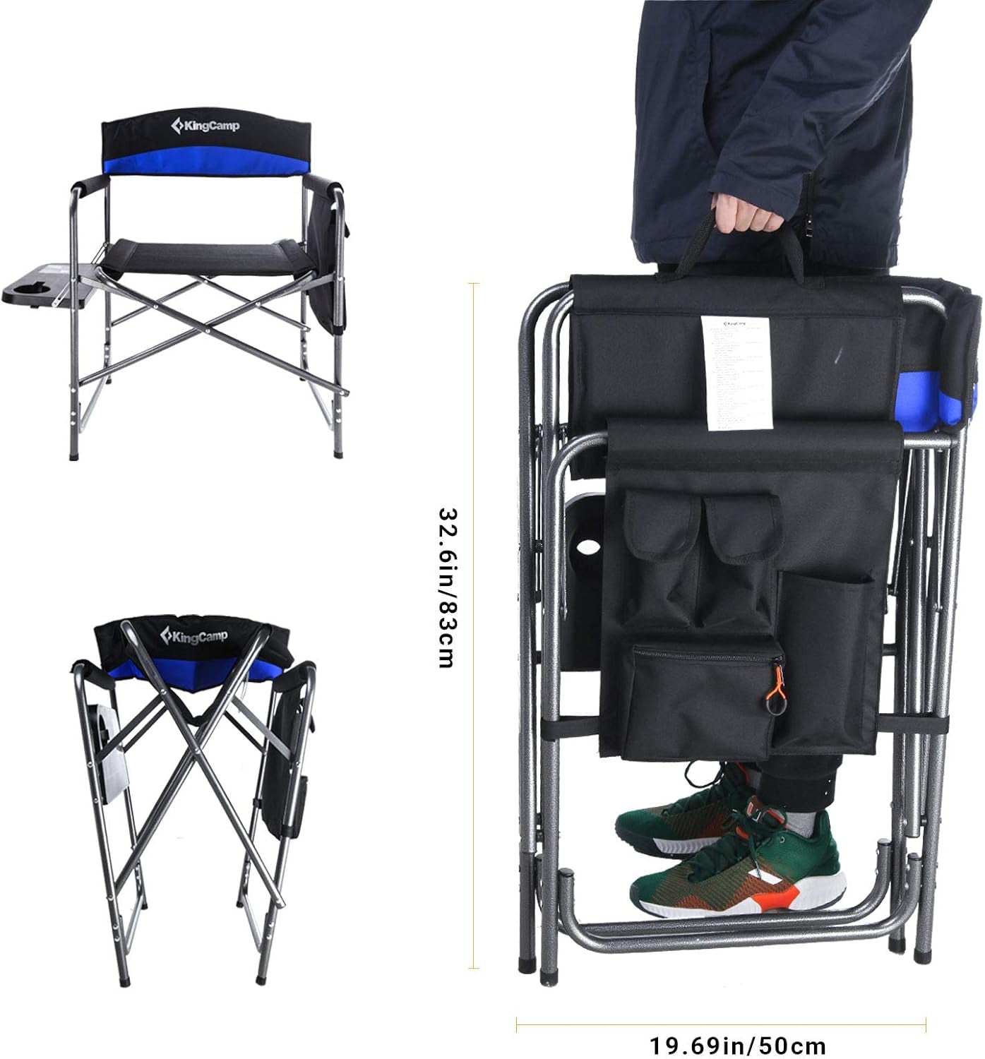 Portable Folding Camping Directors Chair with Side Table