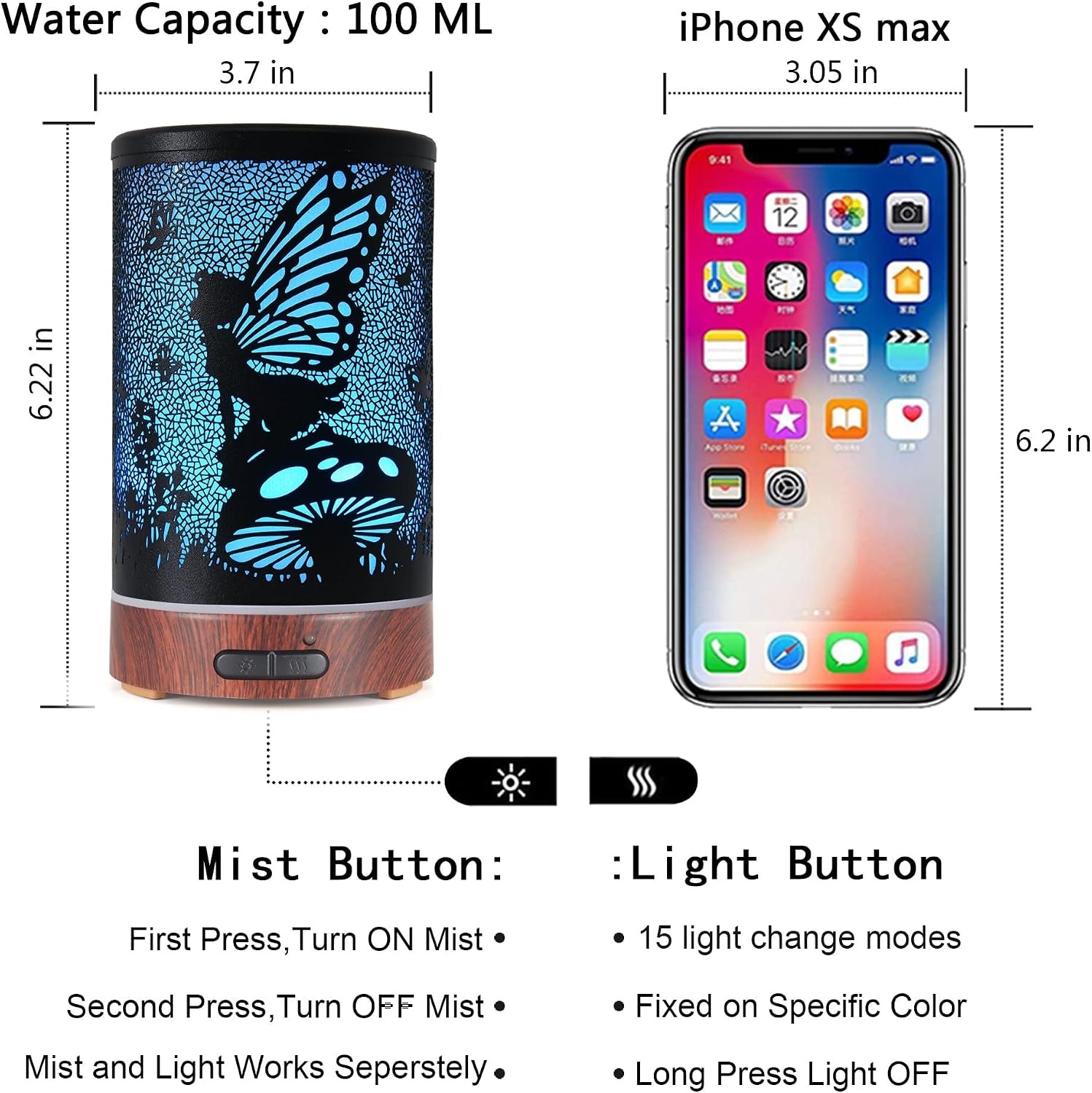 Ultrasonic Essential Oil Diffuser 7 Color Lighting