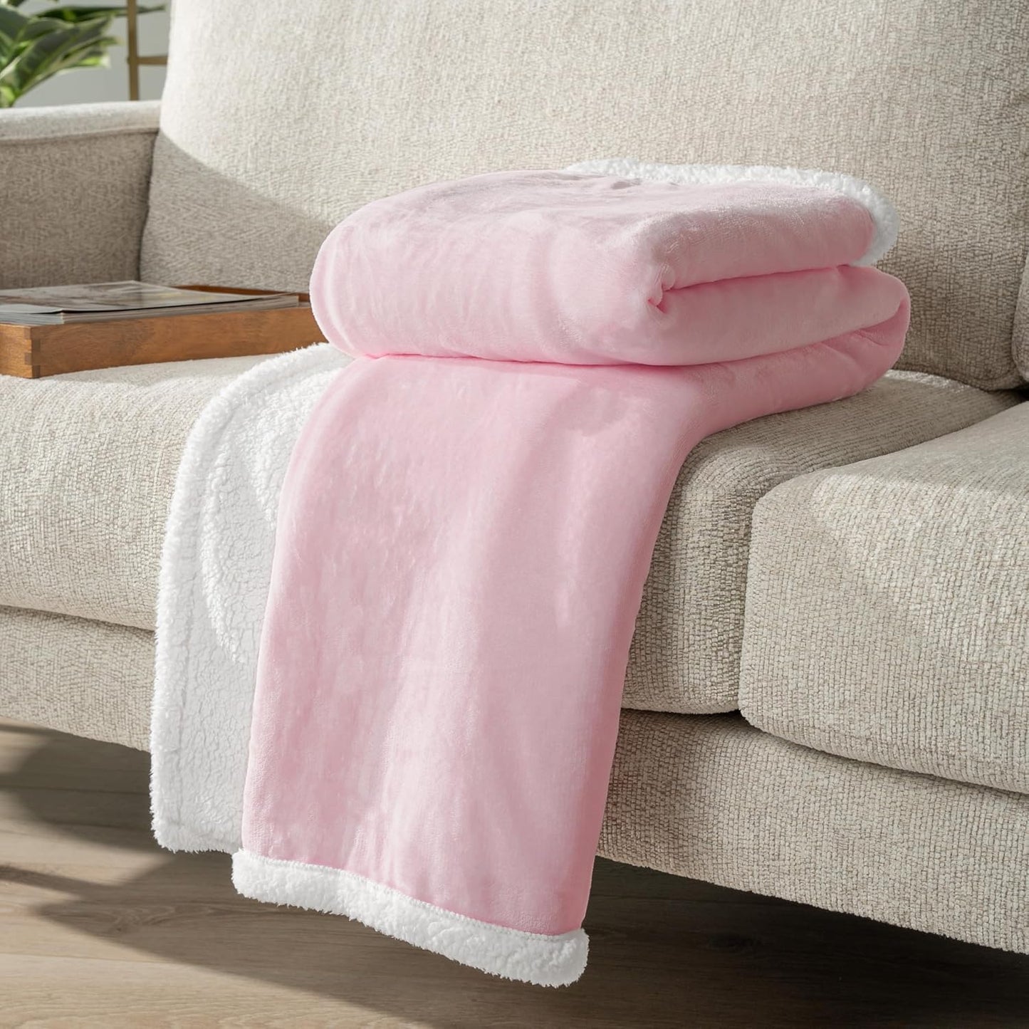 Sherpa Fleece Throw Blanket for Couch 60X80