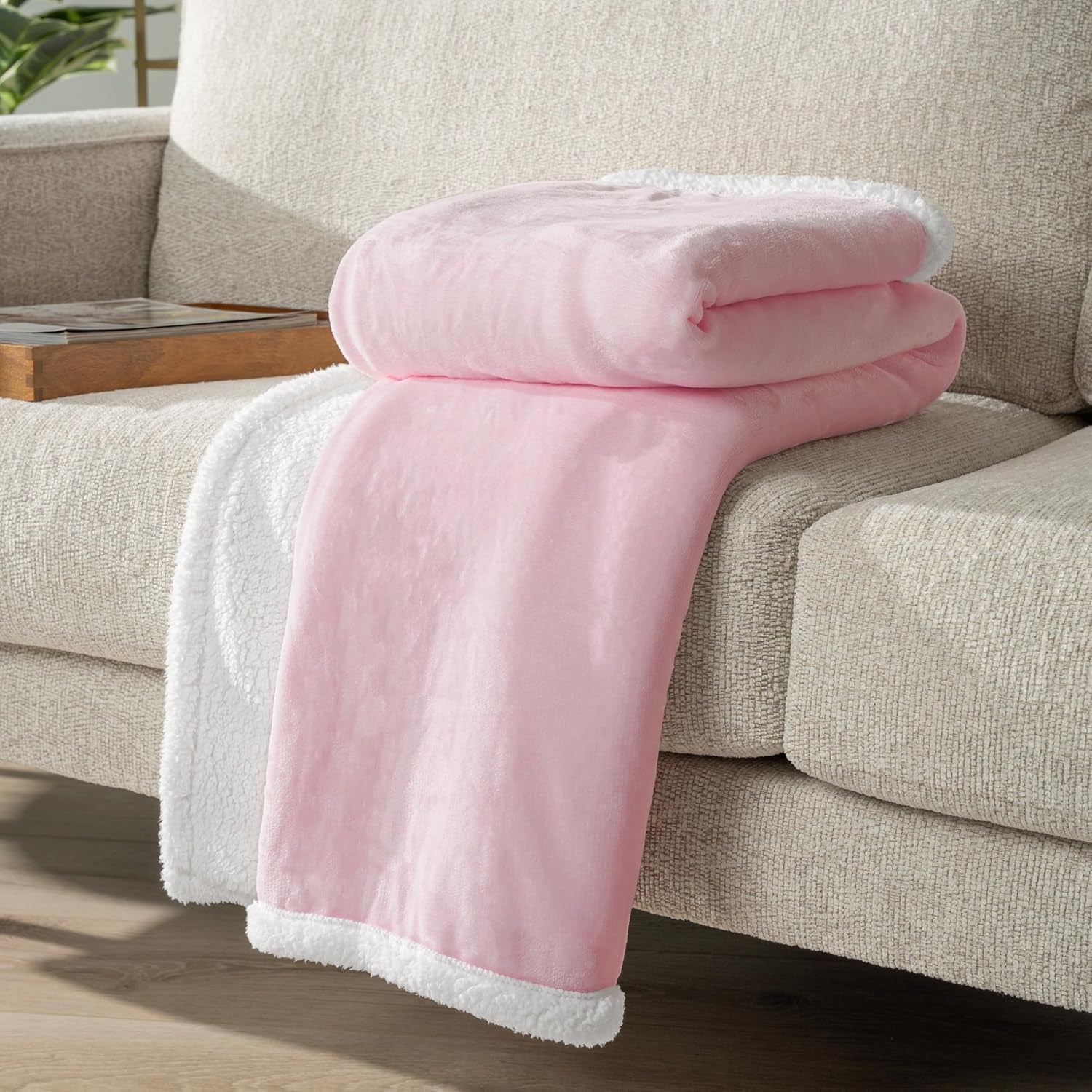 Sherpa Fleece Throw Blanket for Couch 60X80