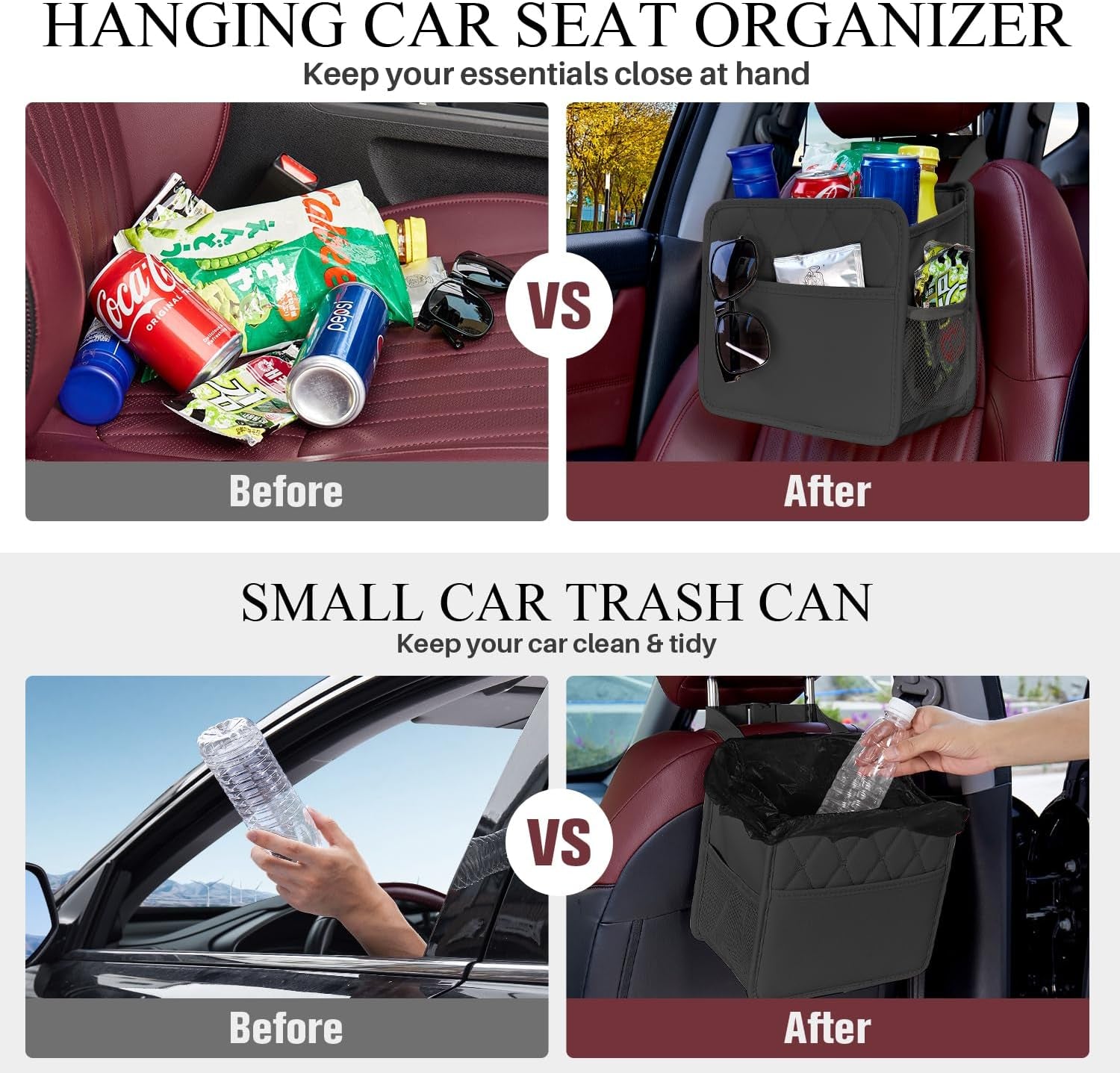 2-Pack Leather Waterproof Back Seat Car Organizer