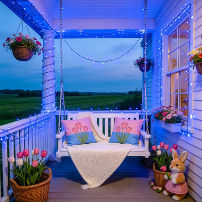 91.5Ft Blue LED String Lights – 8-Mode Indoor/Outdoor Holiday Décor