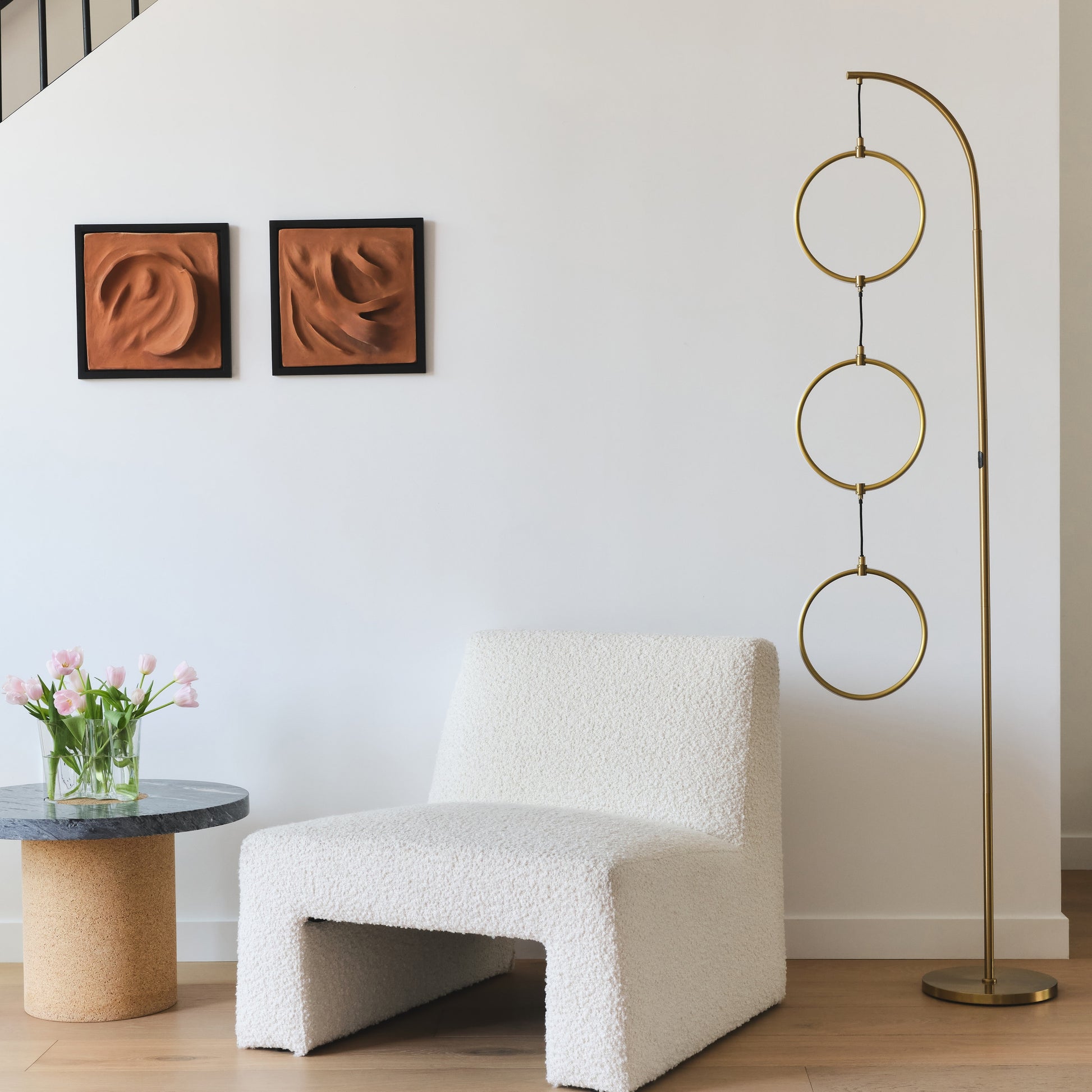 Nova 74 In. Industrial 3 Ring Light LED Super Bright Floor Lamp with 3-Way Dimmer