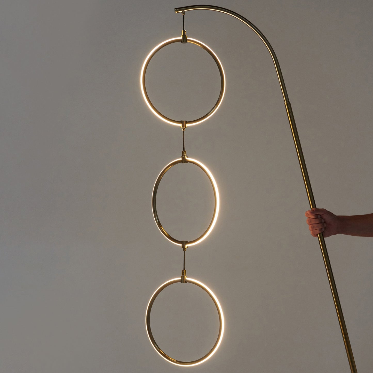 Nova 74 In. Industrial 3 Ring Light LED Super Bright Floor Lamp with 3-Way Dimmer