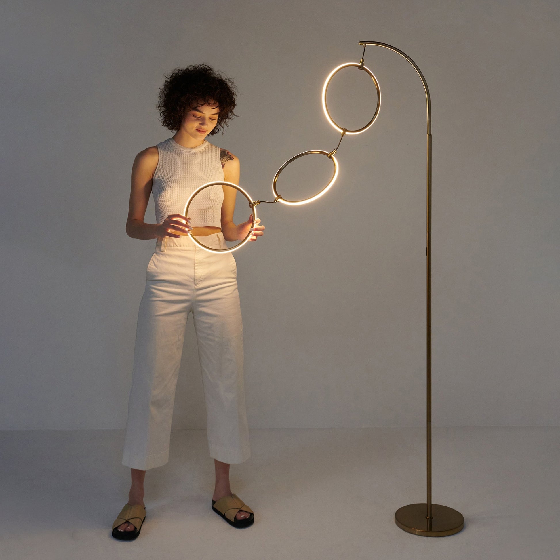 Nova 74 In. Industrial 3 Ring Light LED Super Bright Floor Lamp with 3-Way Dimmer