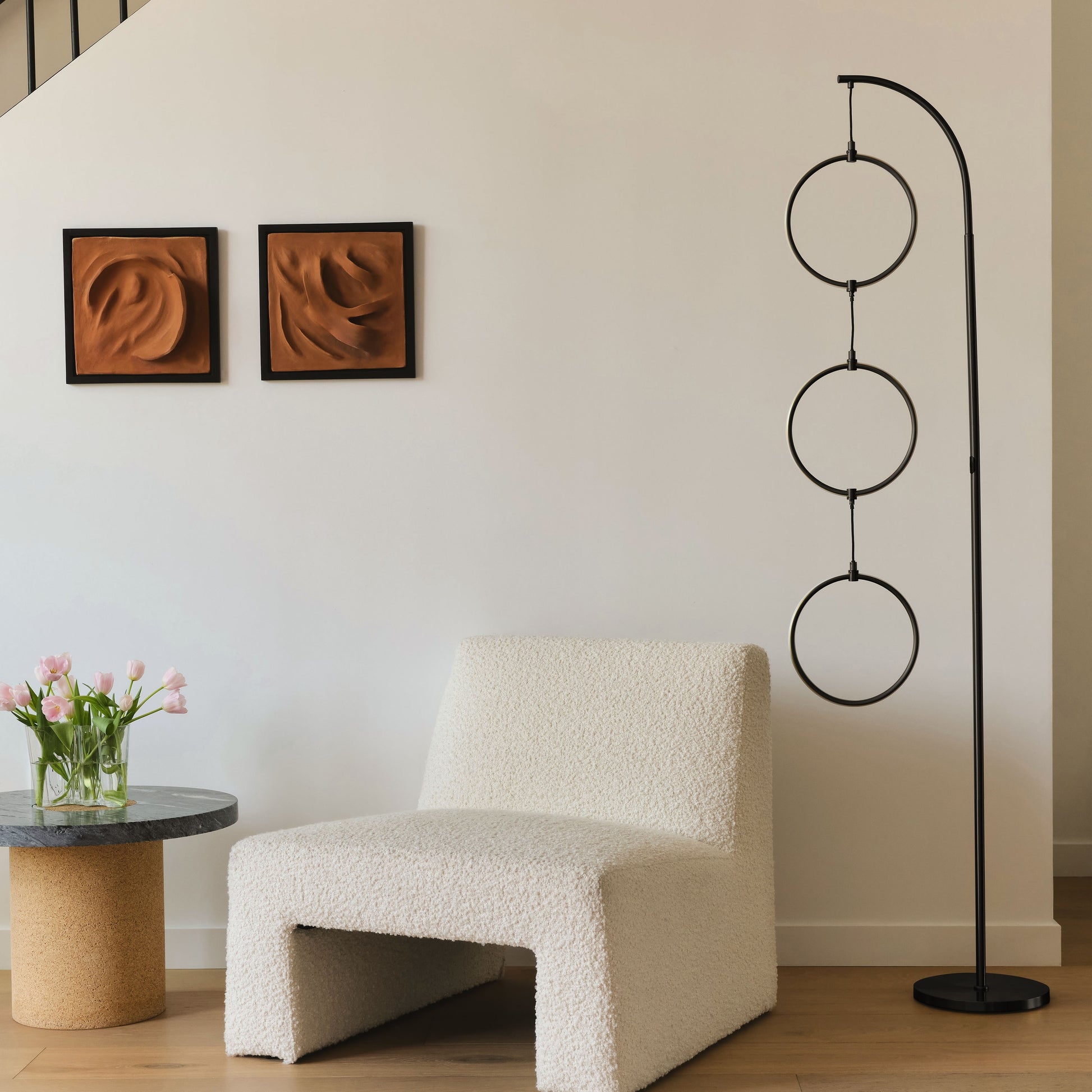 Nova 74 In. Industrial 3 Ring Light LED Super Bright Floor Lamp with 3-Way Dimmer
