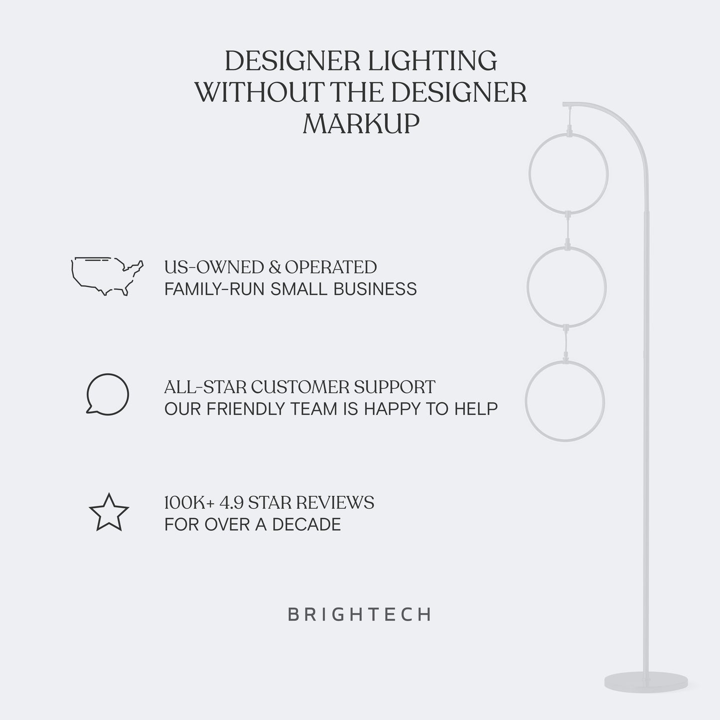 Nova 74 In. Industrial 3 Ring Light LED Super Bright Floor Lamp with 3-Way Dimmer