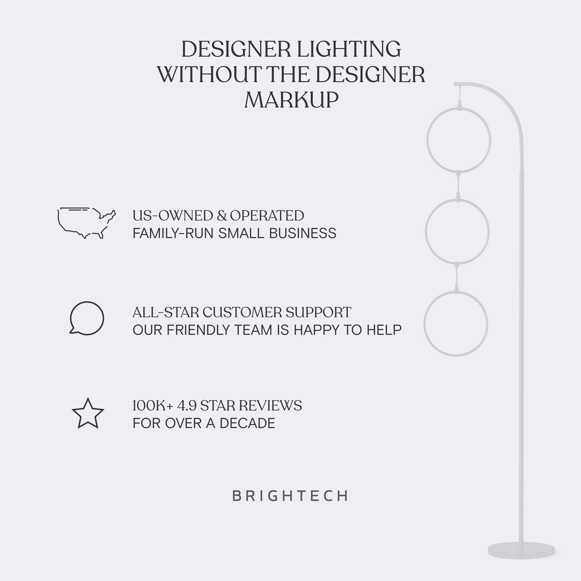 Nova 74 In. Industrial 3 Ring Light LED Super Bright Floor Lamp with 3-Way Dimmer