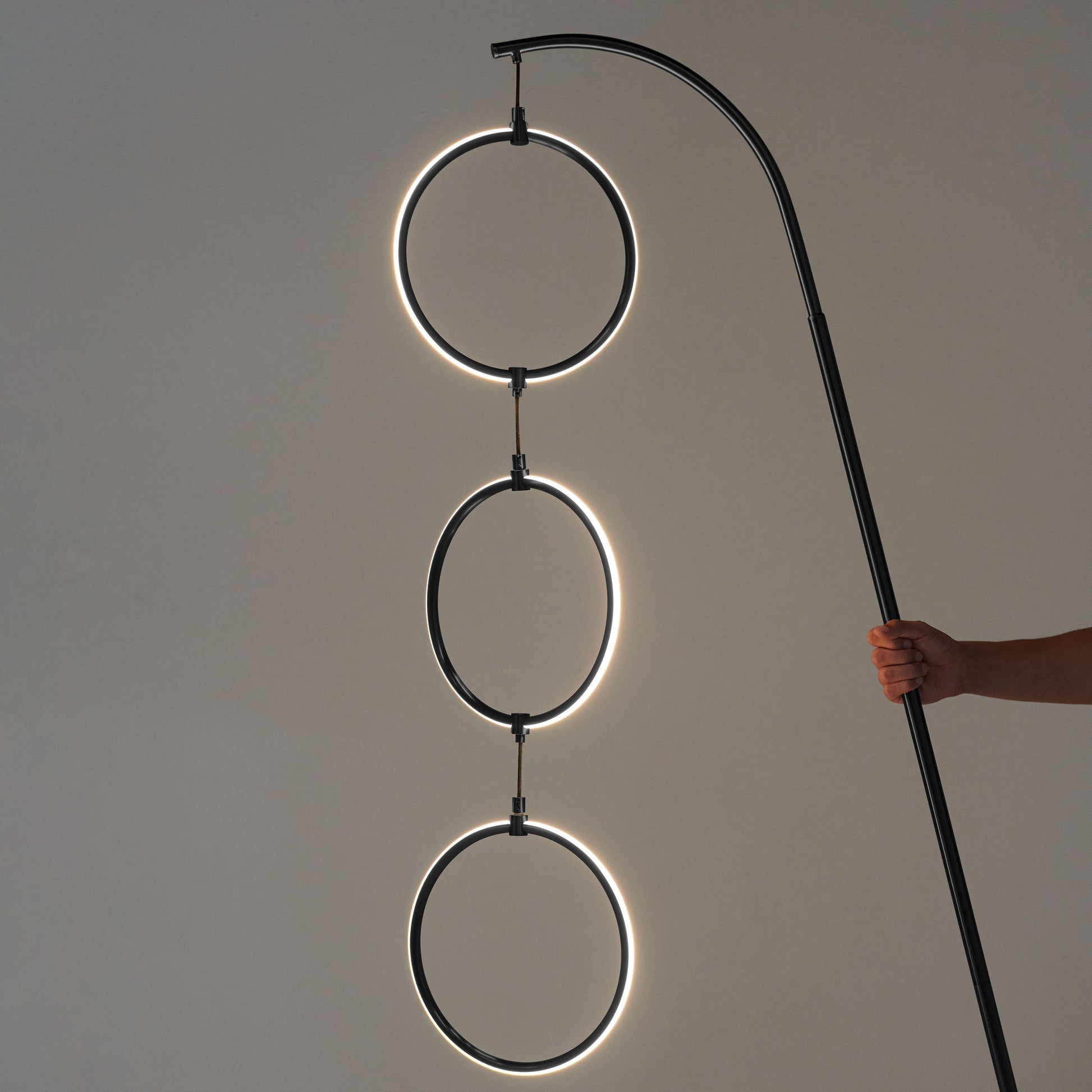Nova 74 In. Industrial 3 Ring Light LED Super Bright Floor Lamp with 3-Way Dimmer