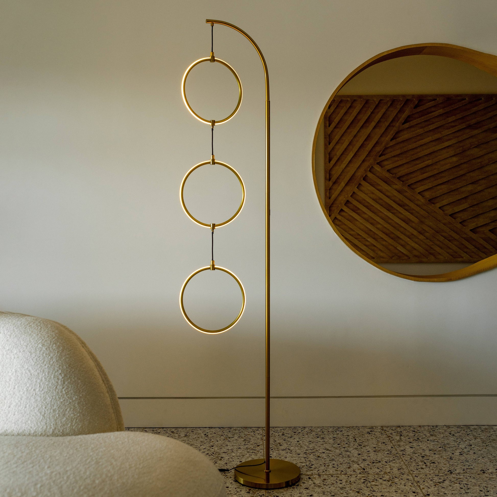 Nova 74 In. Industrial 3 Ring Light LED Super Bright Floor Lamp with 3-Way Dimmer