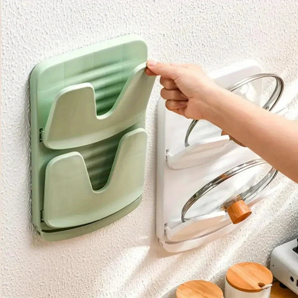 Foldable No-Drill Pot Lid & Cutting Board Holder New Looks Amazing