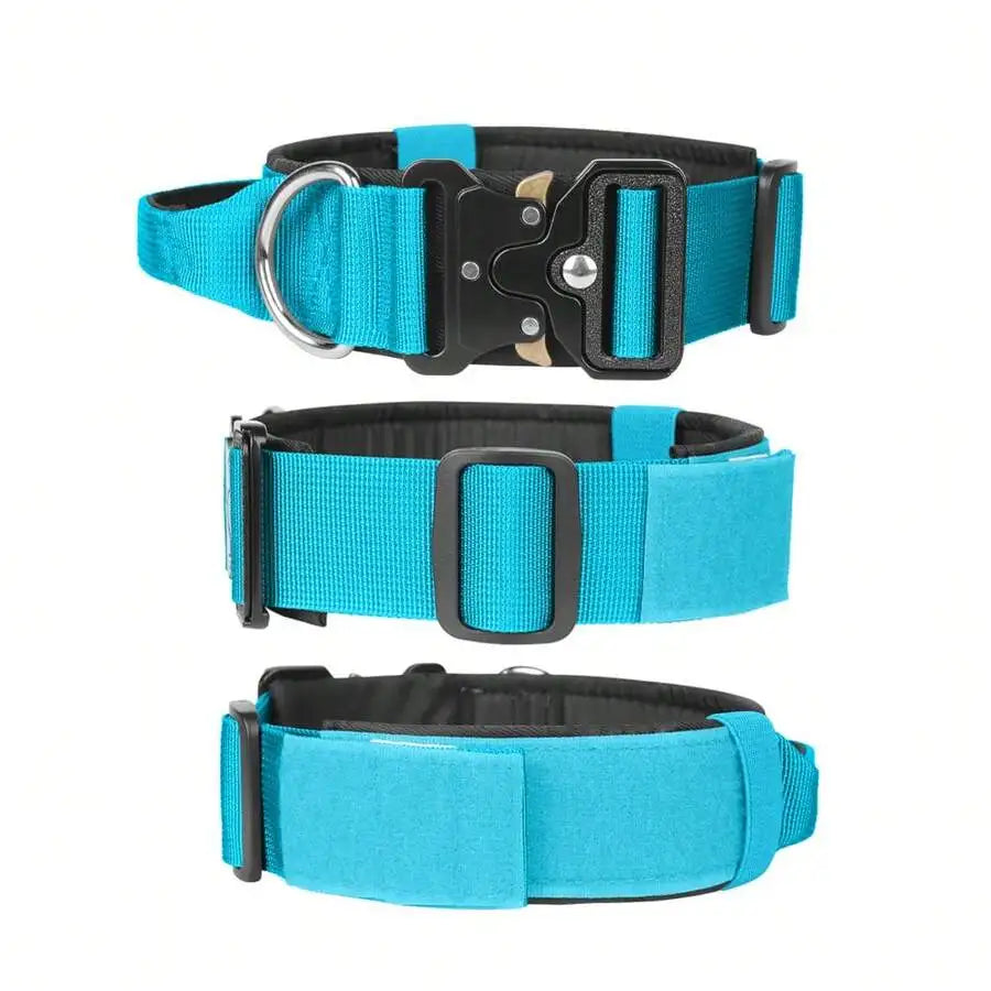 Adjustable Tactical Dog Collar with Handle for Medium and Large Dog Breeds Such as Pit Bull, German Shepherd, Labrador, Golden R