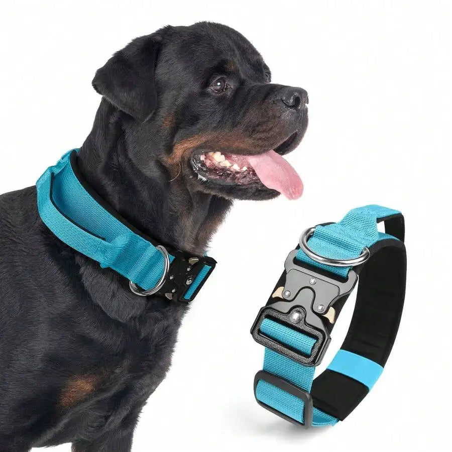 Adjustable Tactical Dog Collar with Handle for Medium and Large Dog Breeds Such as Pit Bull, German Shepherd, Labrador, Golden R