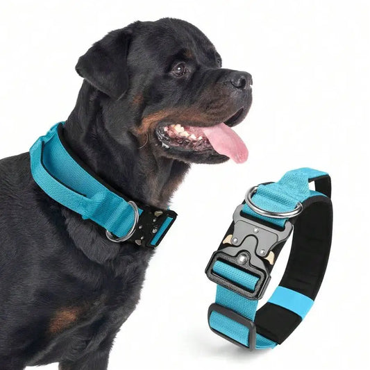 Adjustable Tactical Dog Collar with Handle for Medium and Large Dog Breeds Such as Pit Bull, German Shepherd, Labrador, Golden R