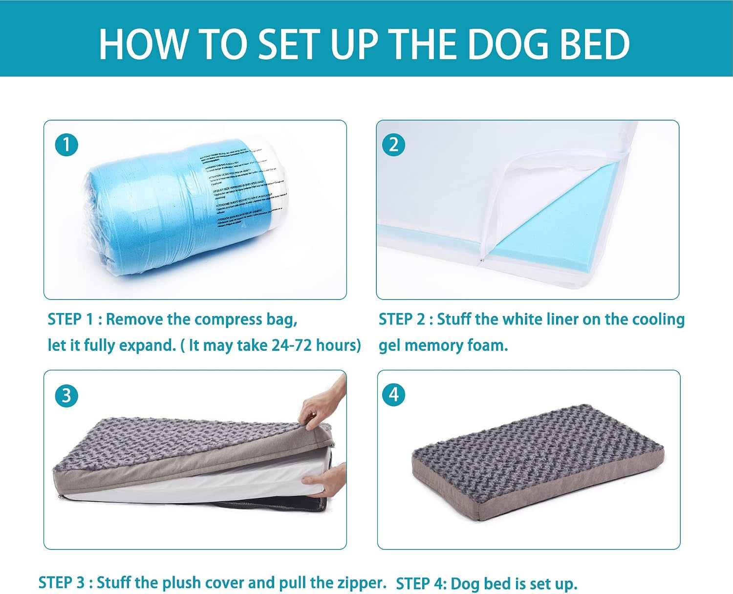 Jumbo Orthopedic Memory Foam Pet Bed with Cooling Gel