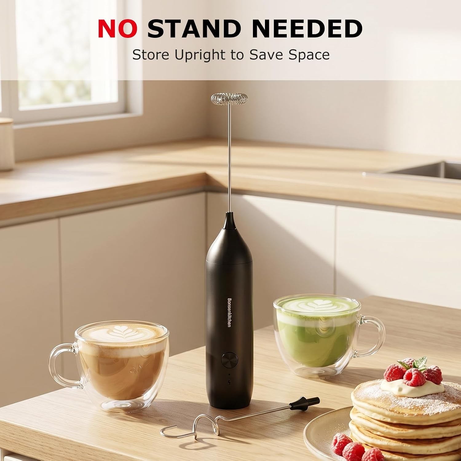 Rechargeable Handheld Milk Frother – USB-C Portable Foam Maker