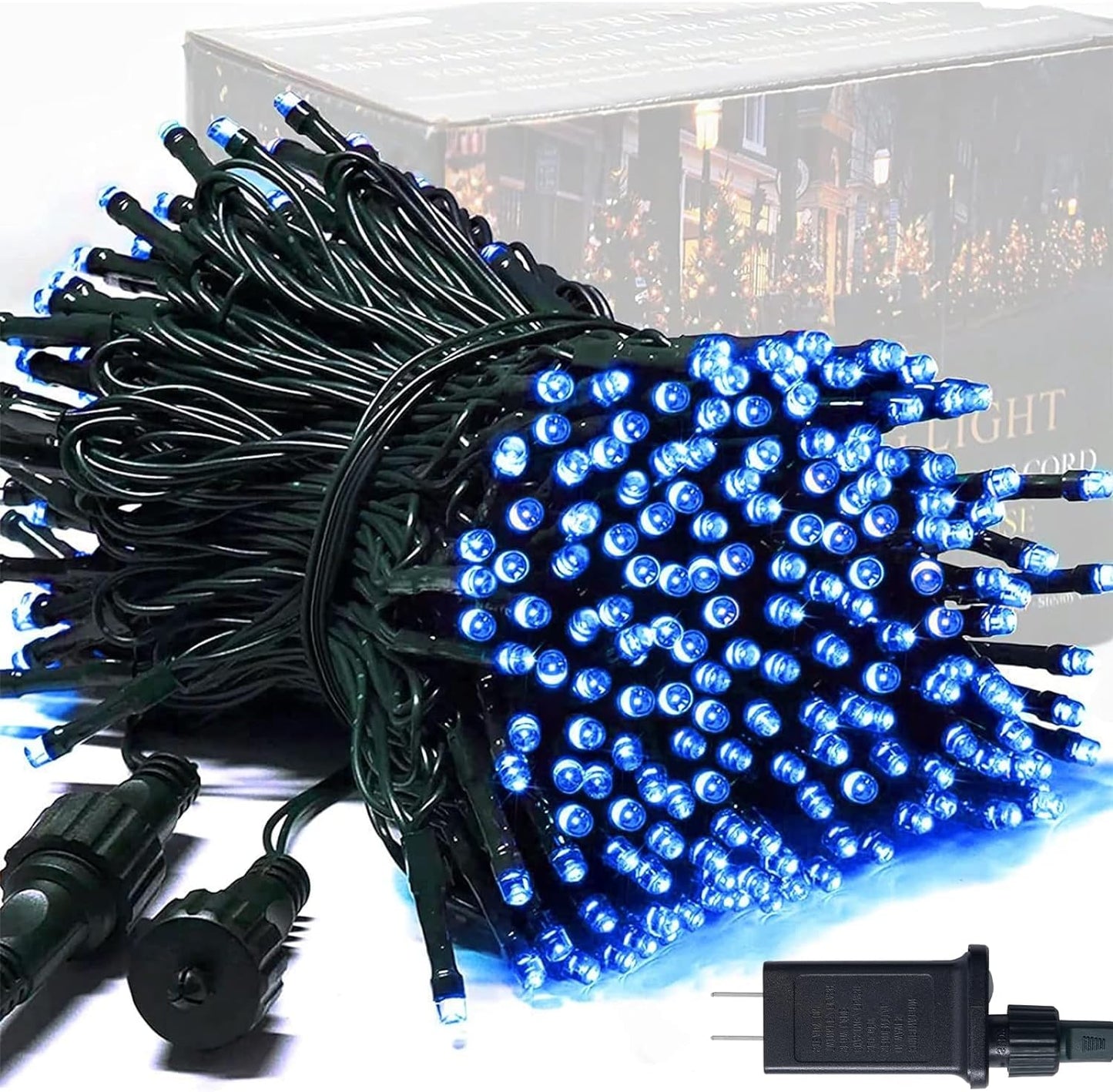 91.5Ft Blue LED String Lights – 8-Mode Indoor/Outdoor Holiday Décor